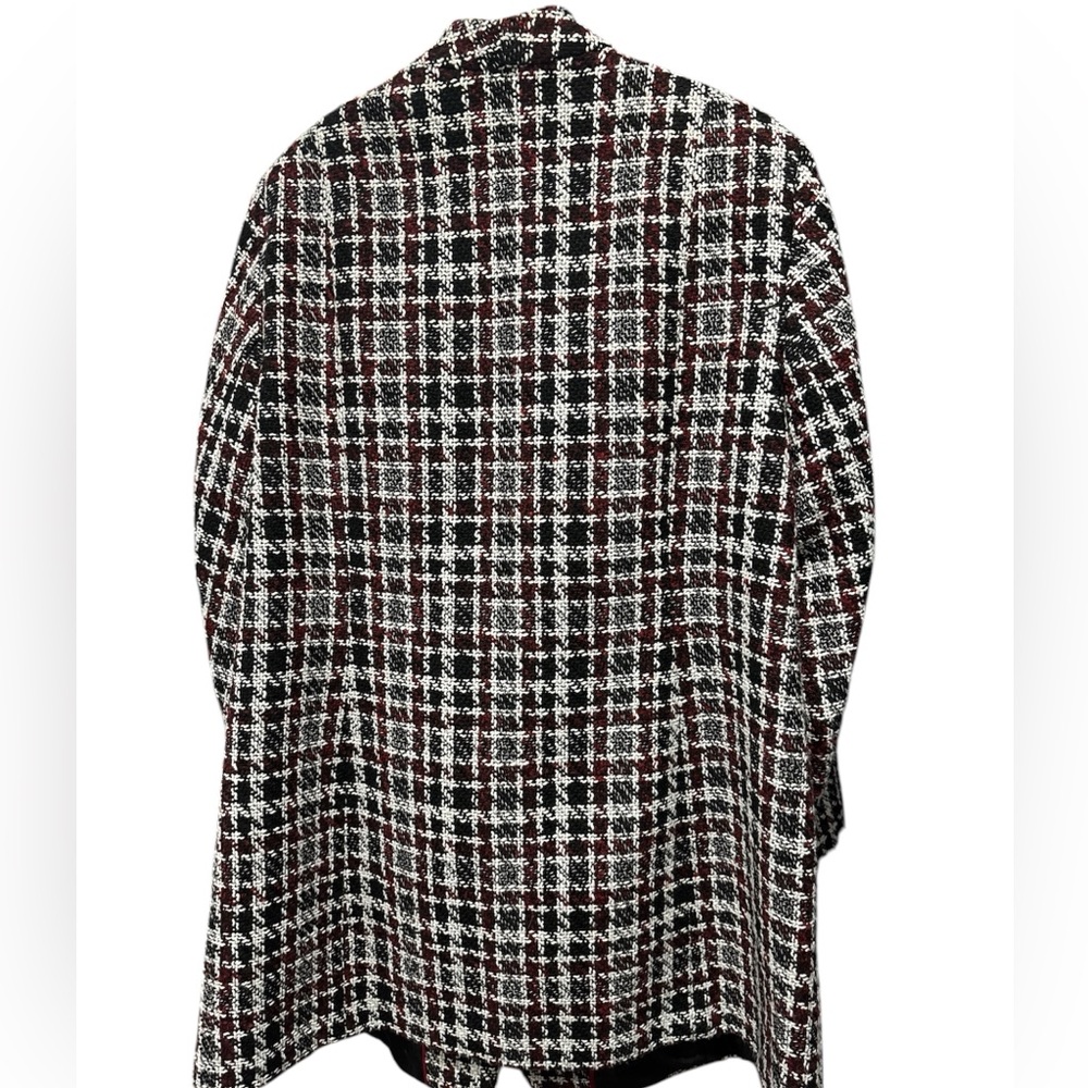 Calvin Klein Women's Plus Tweed Plaid Topper
Jacket Black/Burg Size 18W - Picture 4 of 11